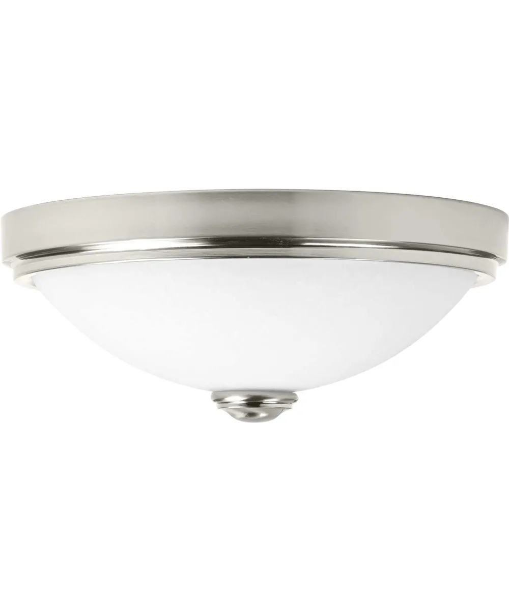 1-Light 15" LED Linen Glass Flush Mount Brushed Nickel