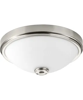 1-Light 15" LED Linen Glass Flush Mount Brushed Nickel