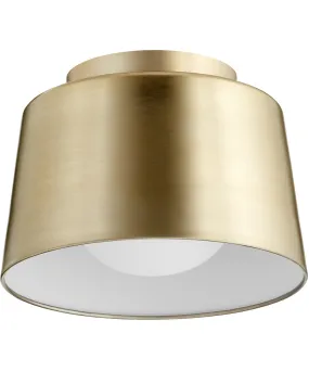 11"W 1-light Ceiling Flush Mount Aged Brass