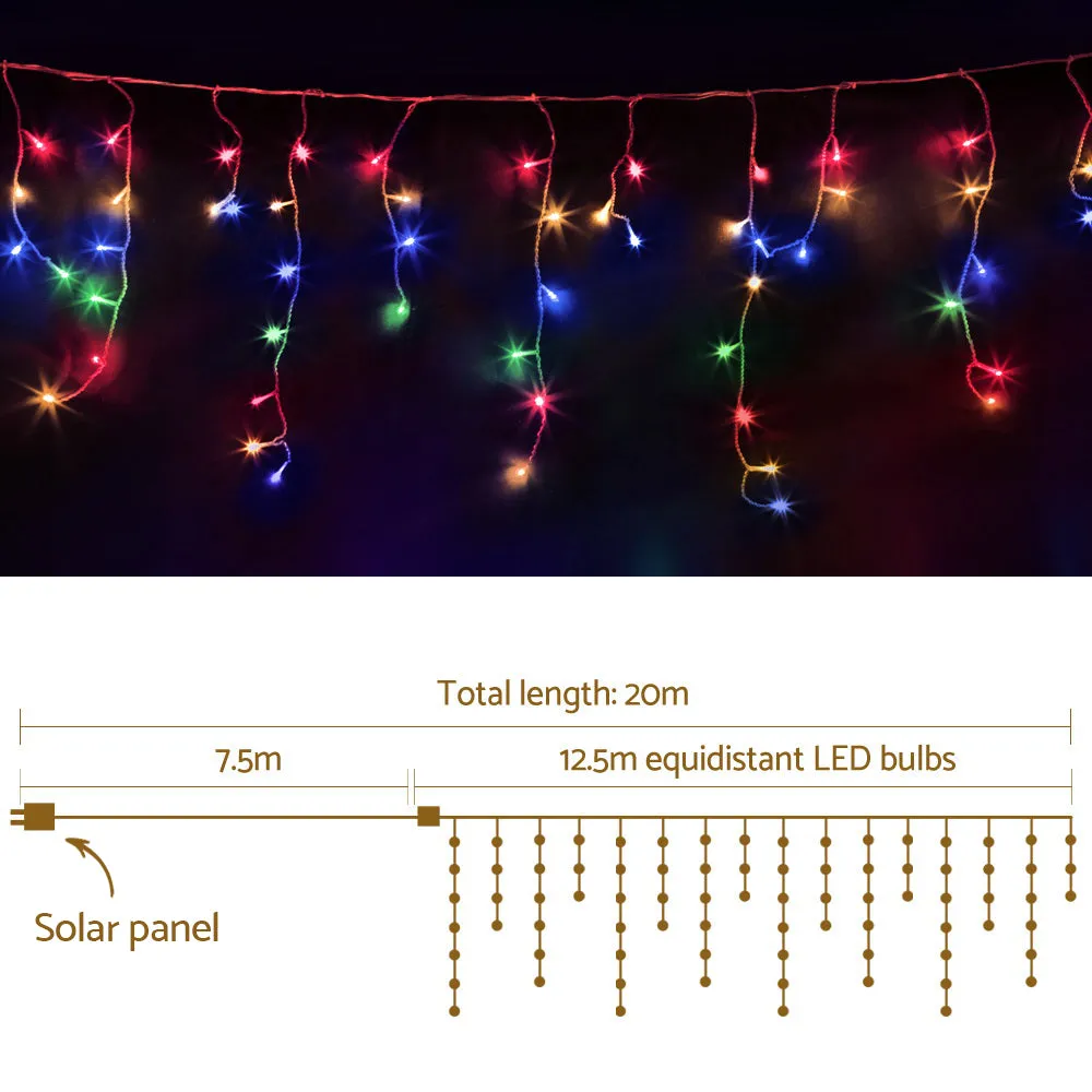 12.5M Solar Christmas Lights Icicle String Light - Multi Colour