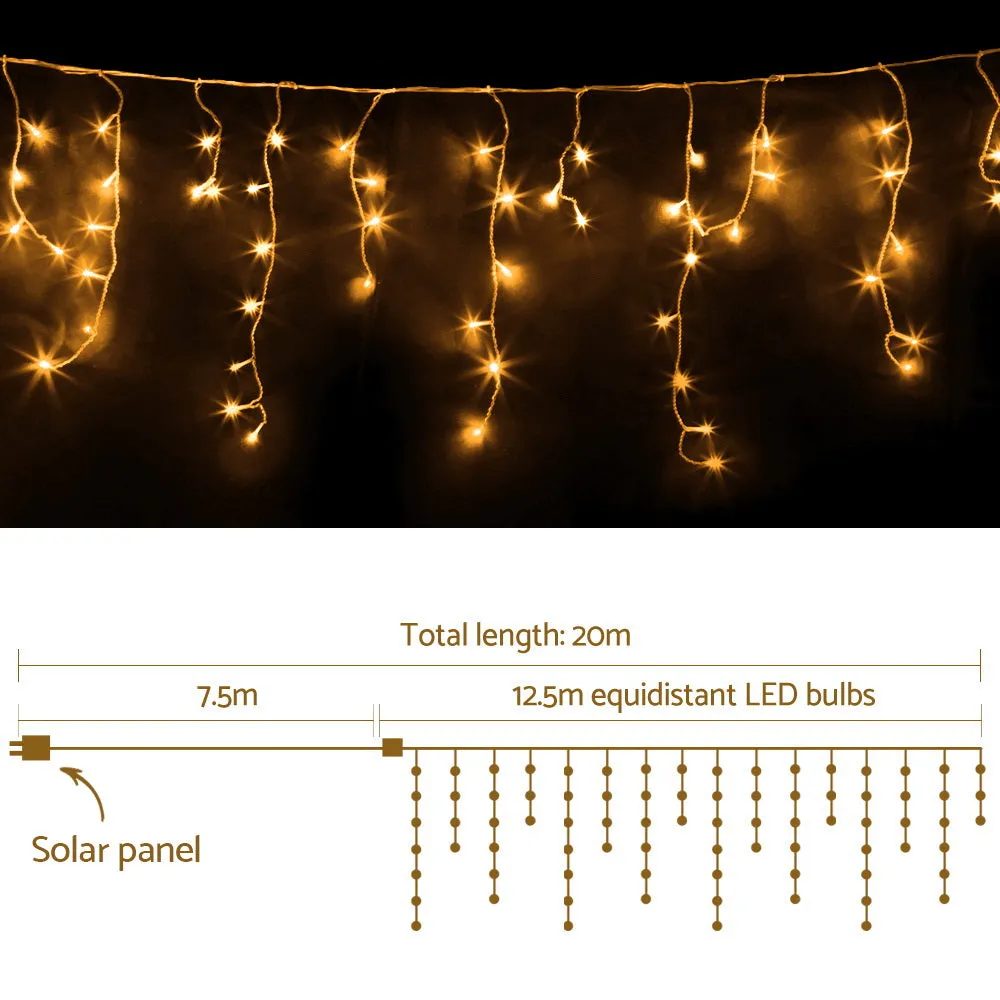 12.5M Solar Christmas Lights Icicle String Light - Warm White