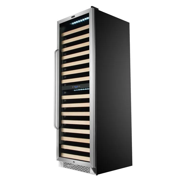 164-Bottle Built-in Stainless Steel Dual Zone Compressor Wine Refrigerator with Display Rack and LED display