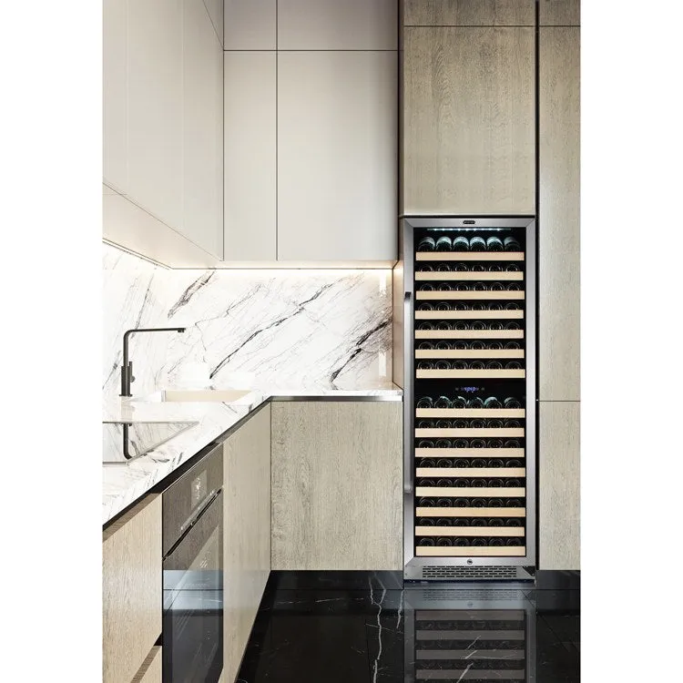 164-Bottle Built-in Stainless Steel Dual Zone Compressor Wine Refrigerator with Display Rack and LED display