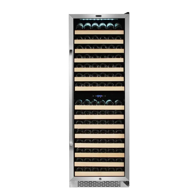 164-Bottle Built-in Stainless Steel Dual Zone Compressor Wine Refrigerator with Display Rack and LED display