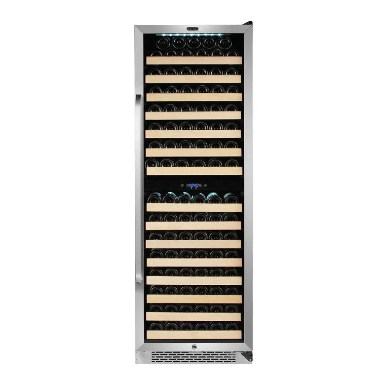 164-Bottle Built-in Stainless Steel Dual Zone Compressor Wine Refrigerator with Display Rack and LED display