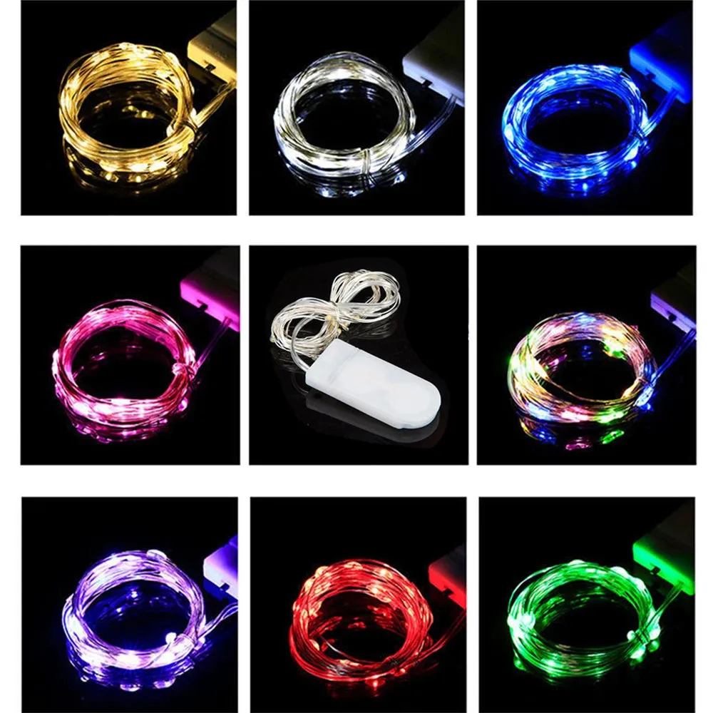 1M 2M 3M 5M led lights Copper Wire String Lights CR2032 Battery LED fairy lights for bedroom decor Christmas Wedding Party Xmas