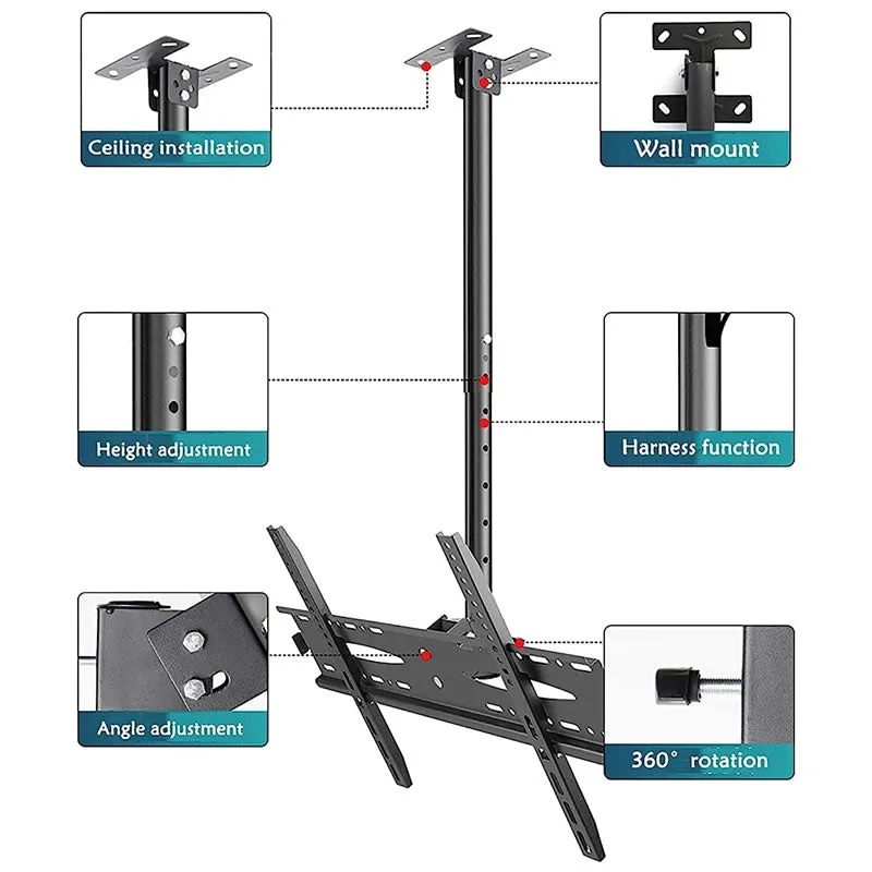 20-55 Inch Adjustable Tilt Swivel Ceiling Tv Mount Bracket -807A