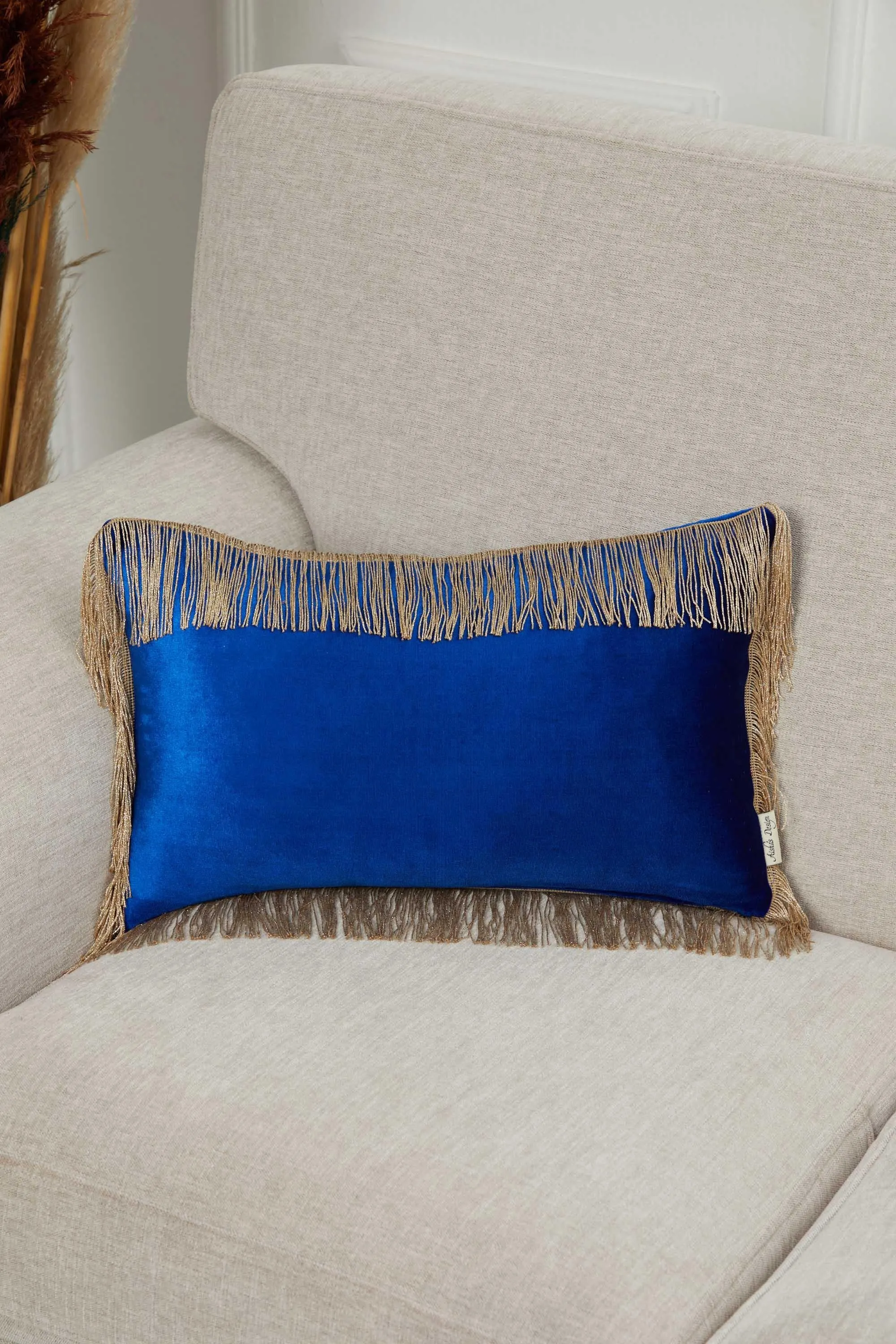 20x12 Quilted Velvet Long Fringes Throw Pillow Cover, Large Decorative Pillow Cover for Housewarming Gift, Modern Fringe Lumbar Pillow,K-354