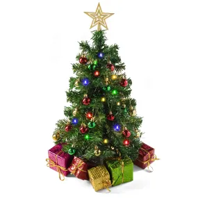 23-Inch Diy Tabletop Mini Christmas Tree With Multi-Color Led Lights, Star