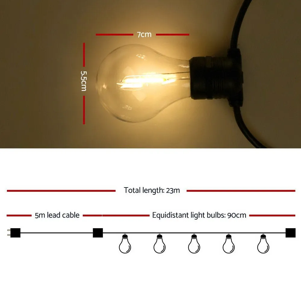 23m LED Festoon String Lights 20 Bulbs Kits Wedding Party Christmas A19