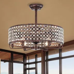 27" Crystal Chandelier Crystal Shade Ceiling Fan with Remote Control 6 Wind Speeds, 1H/2H/4H Timer