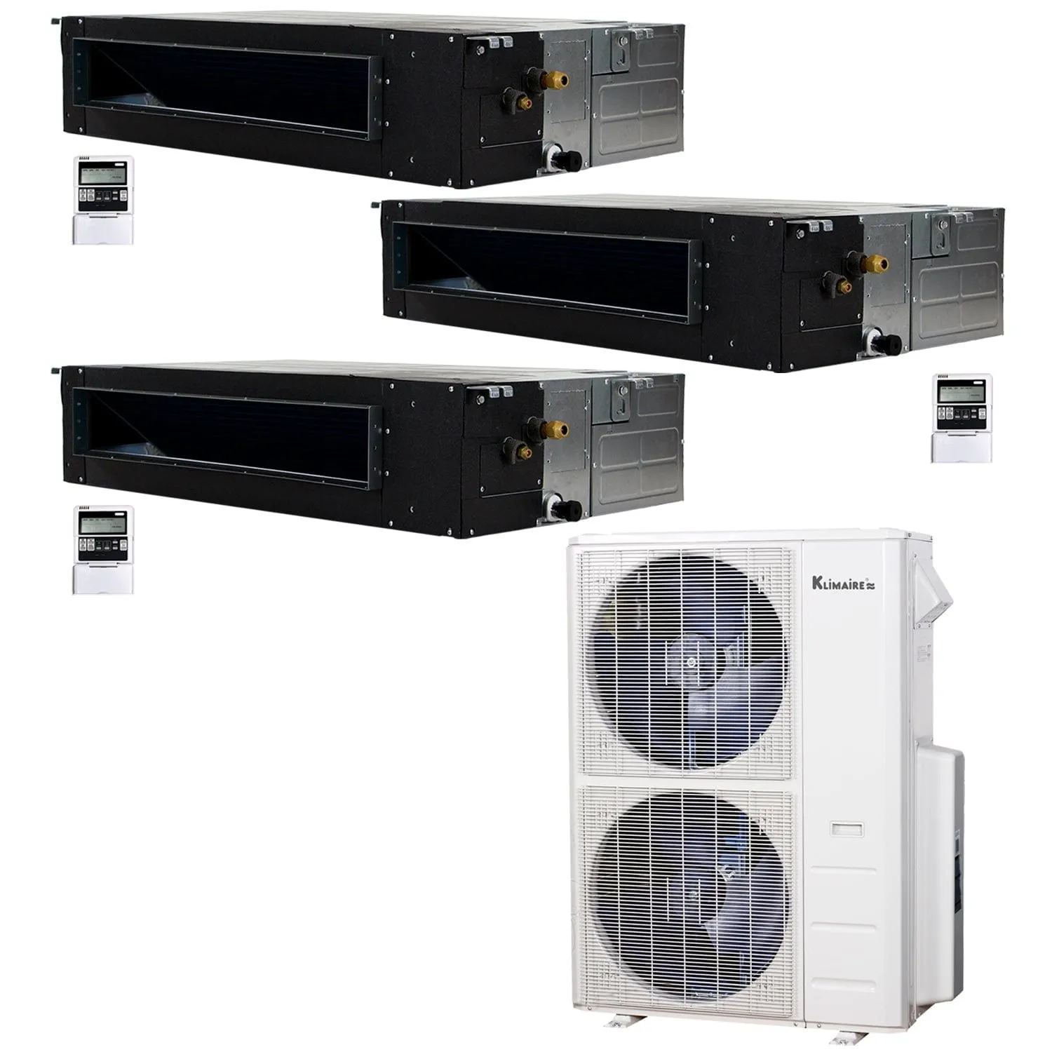 3-Zone Klimaire 20.5 SEER2 Multi Split Ducted Recessed Air Conditoner Heat Pump System 18 18 24