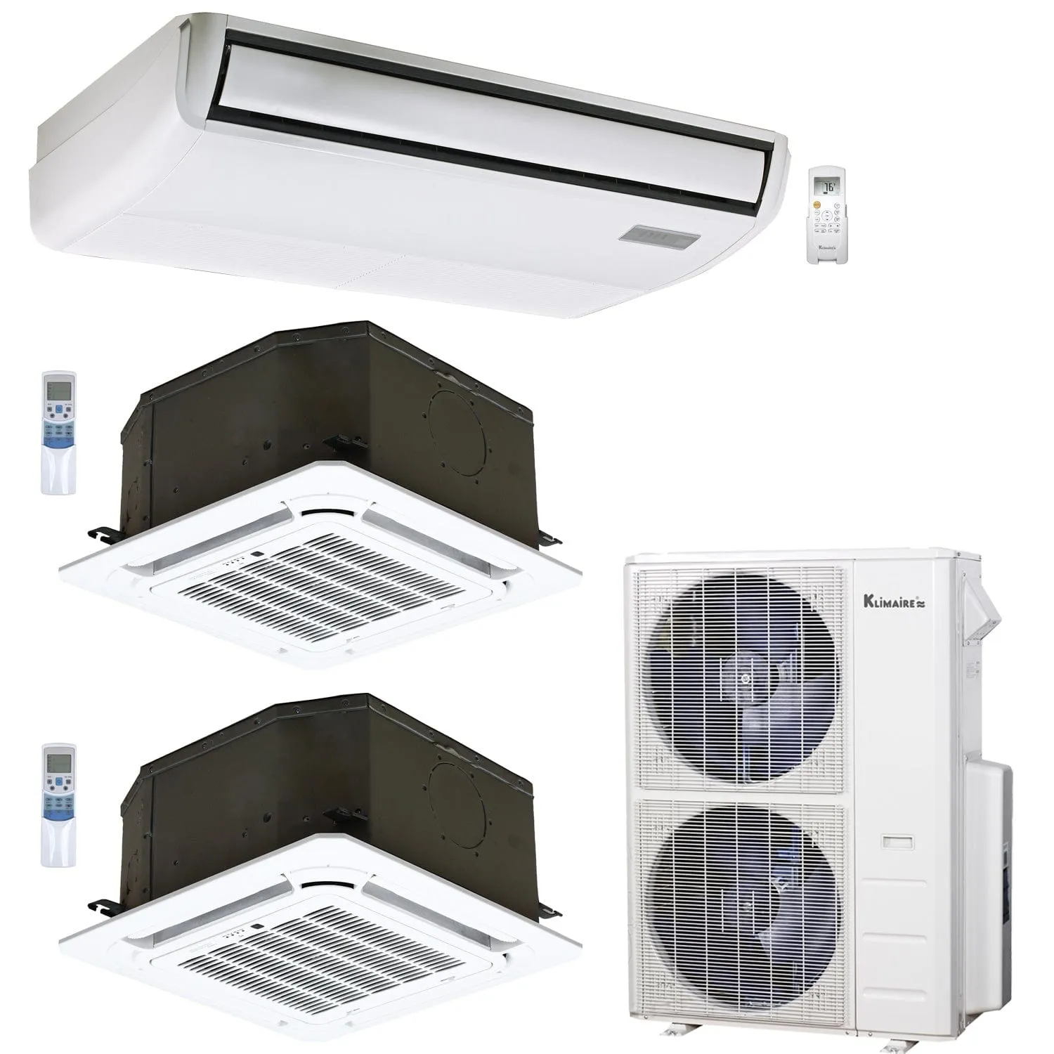 3-Zone Klimaire 21.1 SEER2 Mylti Split Ceiling Cassette Floor-ceiling Air Conditioner Heat Pump System 12 18 24