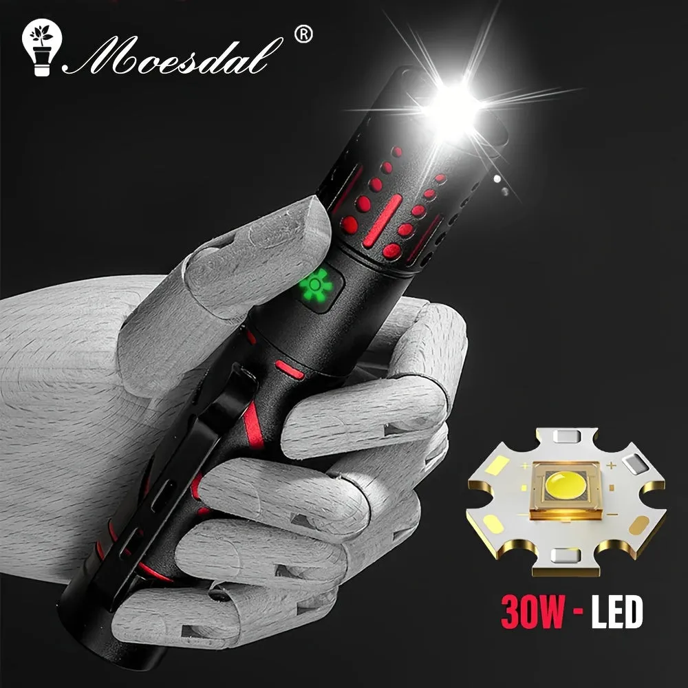 30W LED Flashlight with 2000m Range  Rechargeable and Waterproof