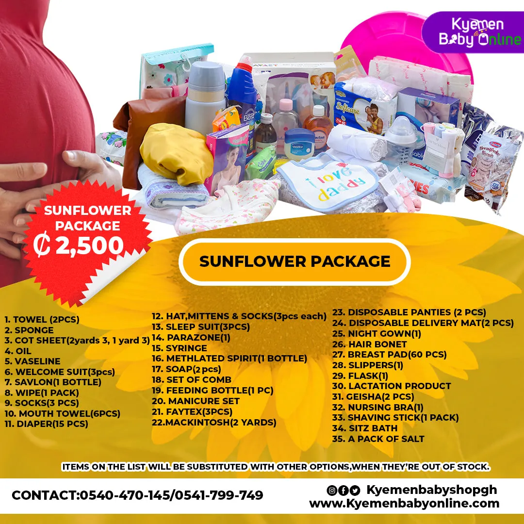 35 - Items Hospital Delivery List Package For Mother And Baby In Ghana (Sunflower)