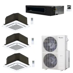 4-Zone Klimaire 20.8 SEER2 Multi Split Ceiling Cassette Ducted Recessed Air Conditioner Heat Pump System 12 12 12 24