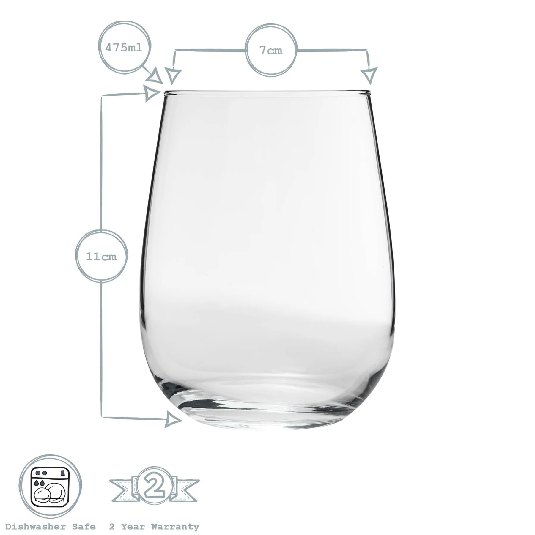 475ml Gaia Stemless Wine Glasses - Pack of Six - By LAV