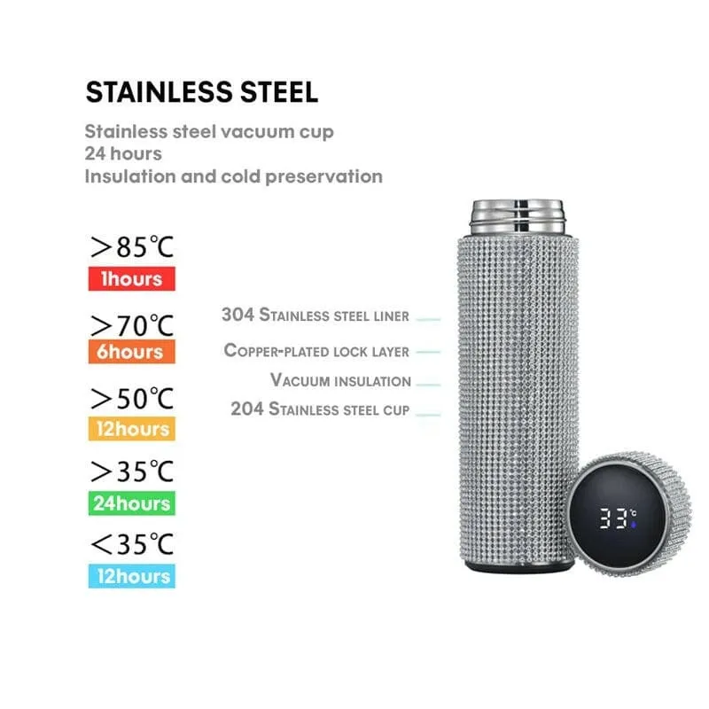 500ml Rhinestone Thermos Bottle Stainless Steel Flask for Girls