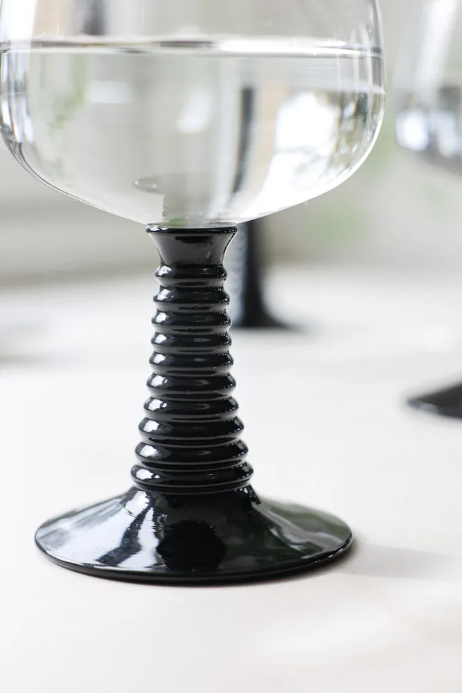 70s French Style Wine Glass In Black