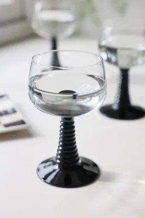 70s French Style Wine Glass In Black