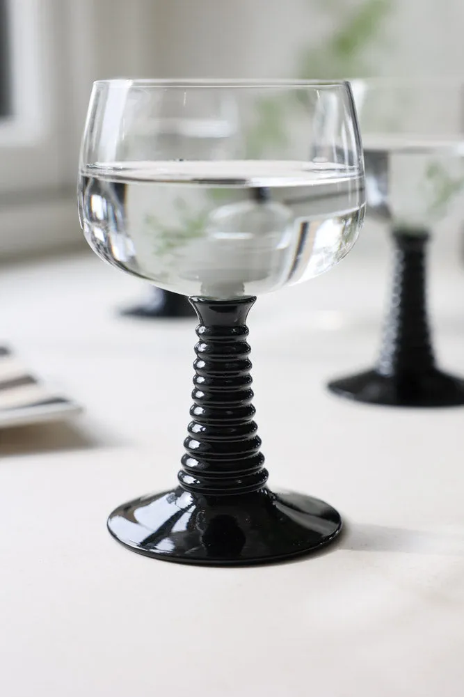 70s French Style Wine Glass In Black