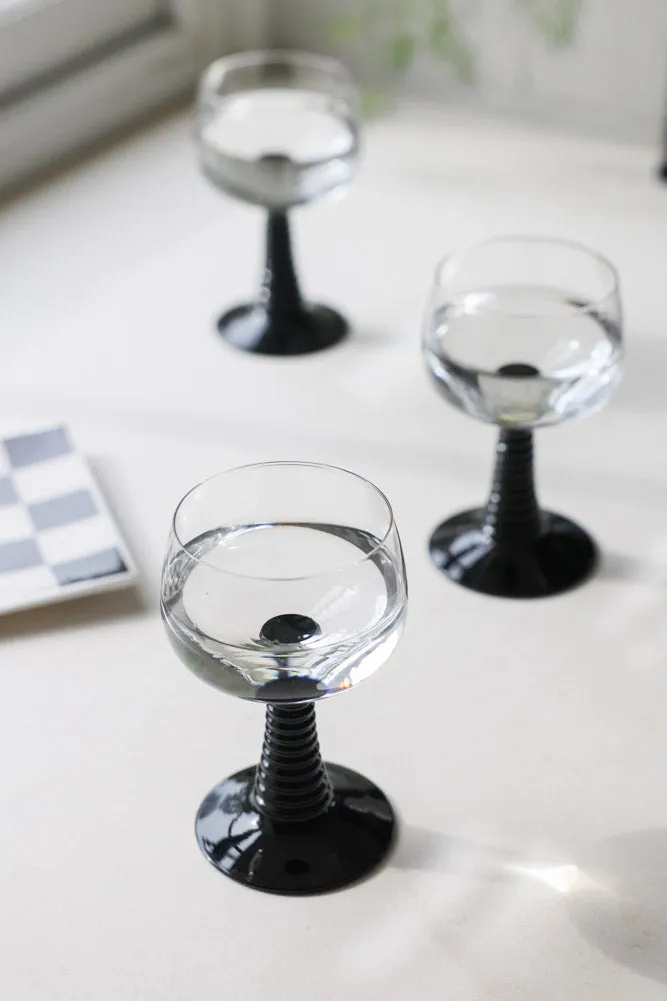 70s French Style Wine Glass In Black