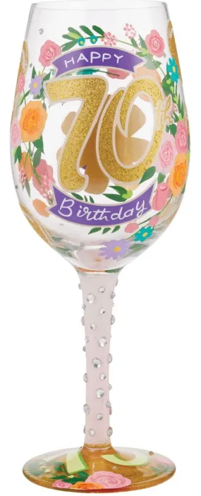 70th Birthday Lolita Wine Glass