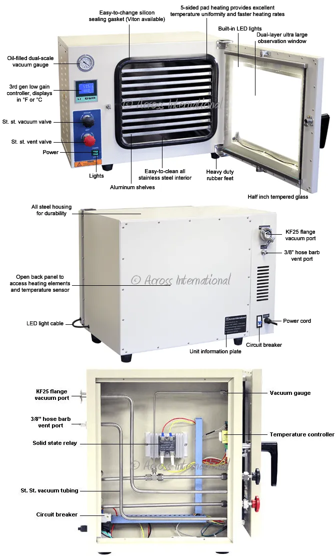 AccuTemp UL/CSA Certified 1.9 CF Vacuum Oven 5 Sided Heat, SST Tubing/Valves