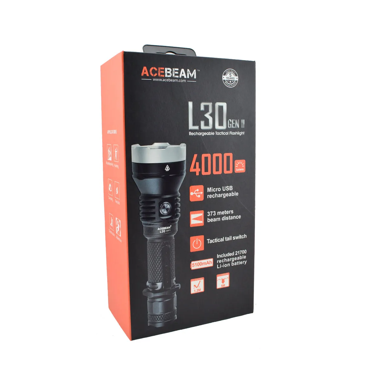 Acebeam L30 Gen II 4000 Lumen CREE LED Tactical Flashlight