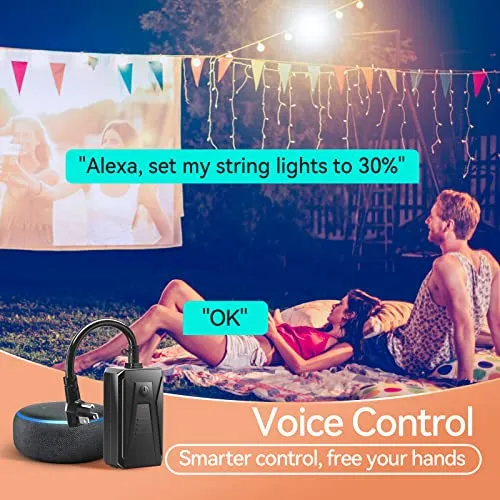 addlon Outdoor Smart Plug Dimmer Switch for Dimmable Lights, String Lights, APP Remote Control Max 400W IP54 Compatible with Alexa and Google Home ETL FCC Certified 2.4Ghz WiFi