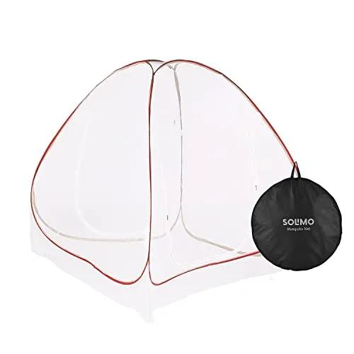 Amazon Brand - Solimo Mosquito Net, Double Bed (King Size, 24-30 GSM, Foldable, Highly Durable) - Red