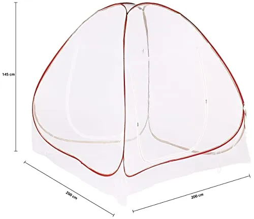 Amazon Brand - Solimo Mosquito Net, Double Bed (King Size, 24-30 GSM, Foldable, Highly Durable) - Red