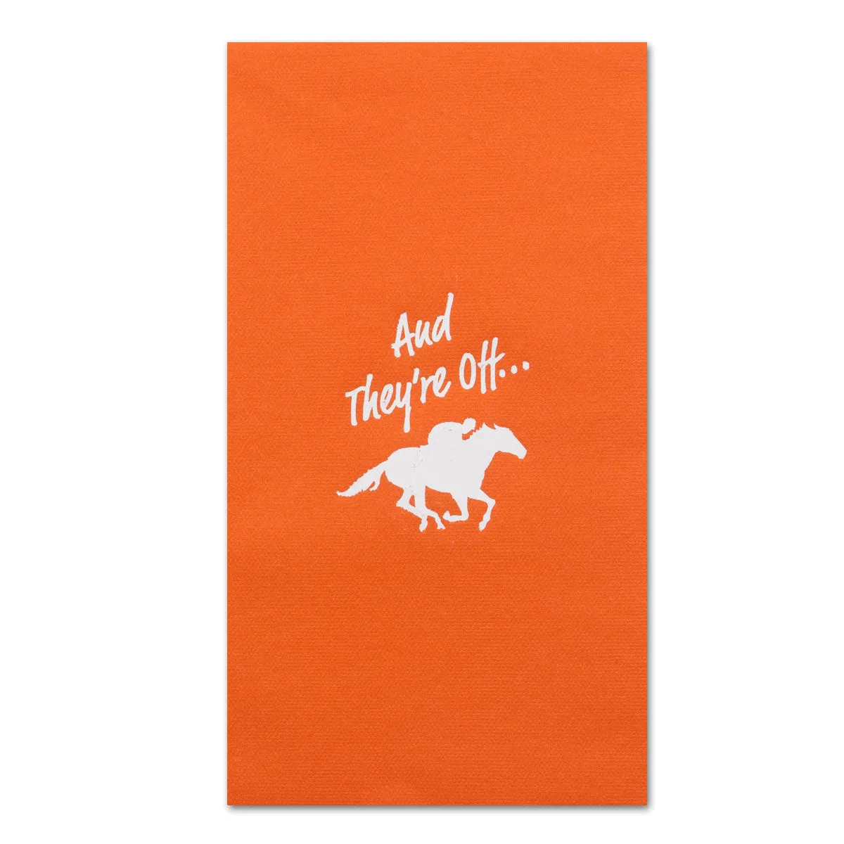 And They're Off Racehorse Orange Paper Linen Guest Towels - Foil Hot Stamped