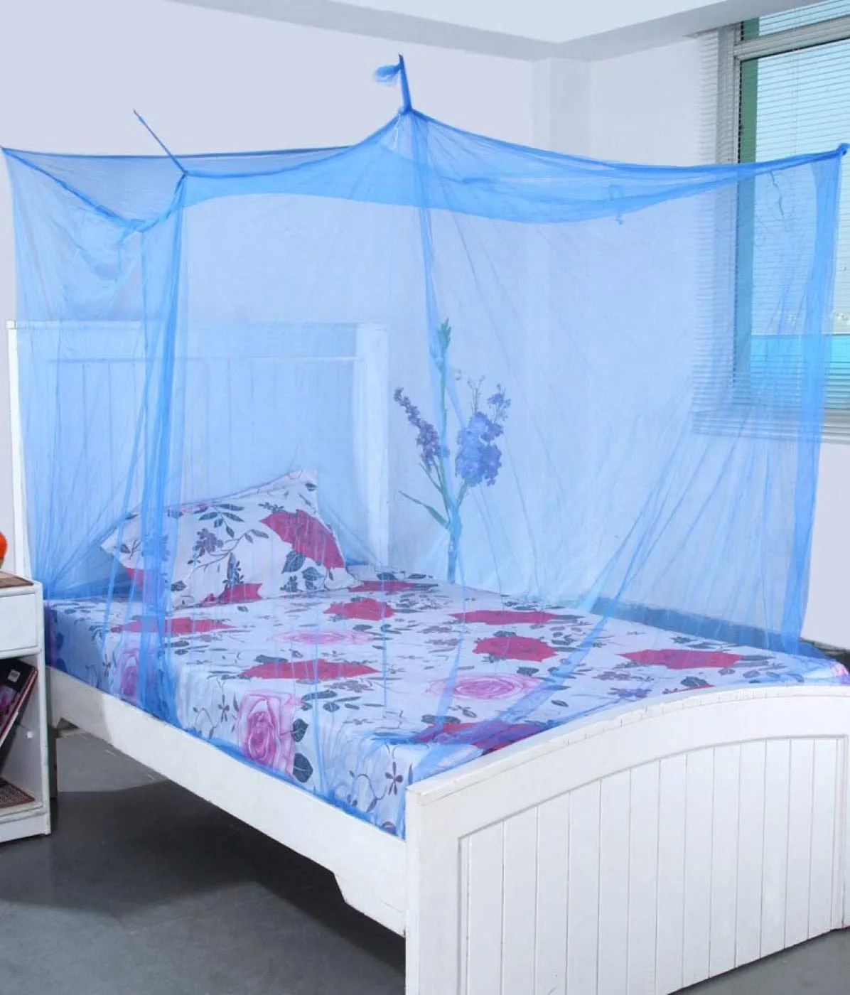 ANS 3.5 ft X 6.5 ft Ft Single Bed Mosquito Net Plain HDPE net Plain (Blue)