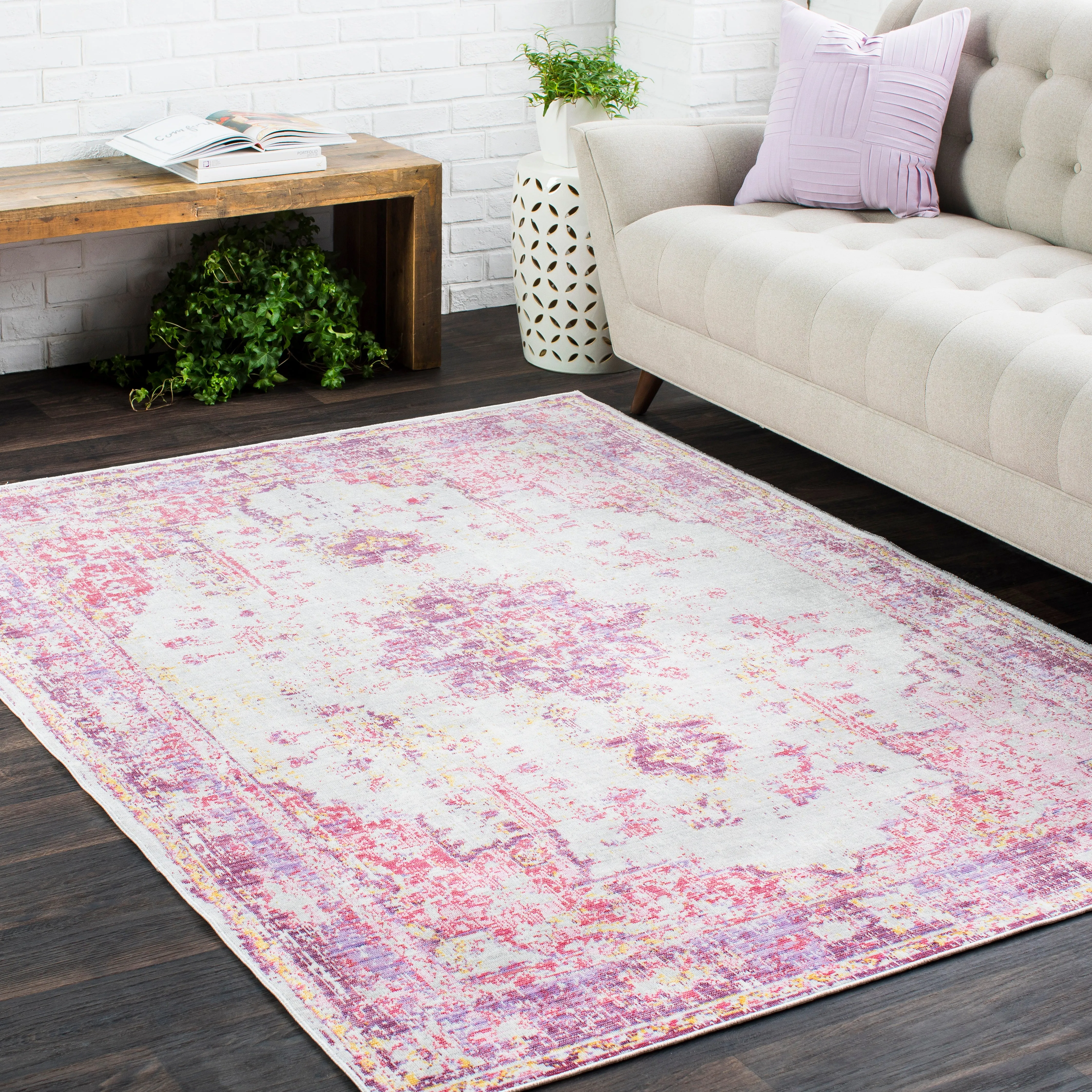 Antioch Rug in Pink & Gray