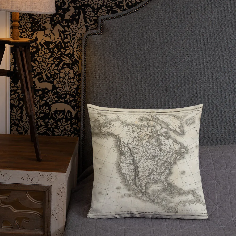 Antique American Map Decorative Throw Pillow