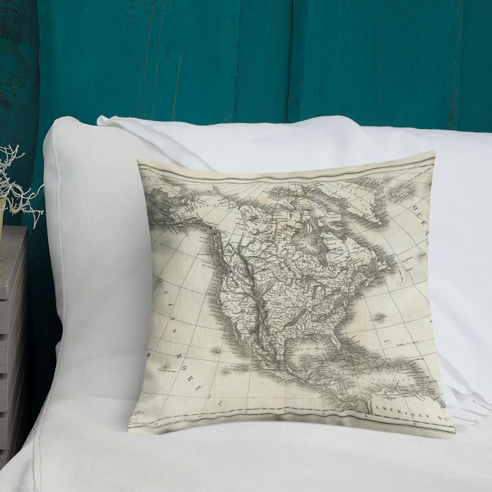 Antique American Map Decorative Throw Pillow