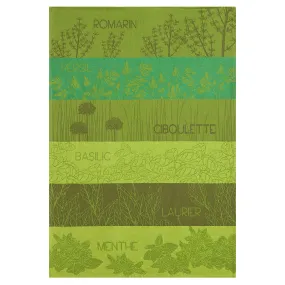 Aromatic Herbs (Herbes Aromatiques) French Jacquard Dish Towel by Coucke