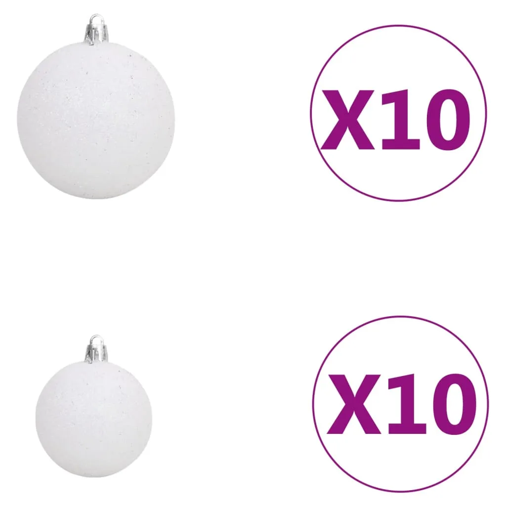 Artificial Christmas Tree with LEDs&Ball Set White 210 cm PVC