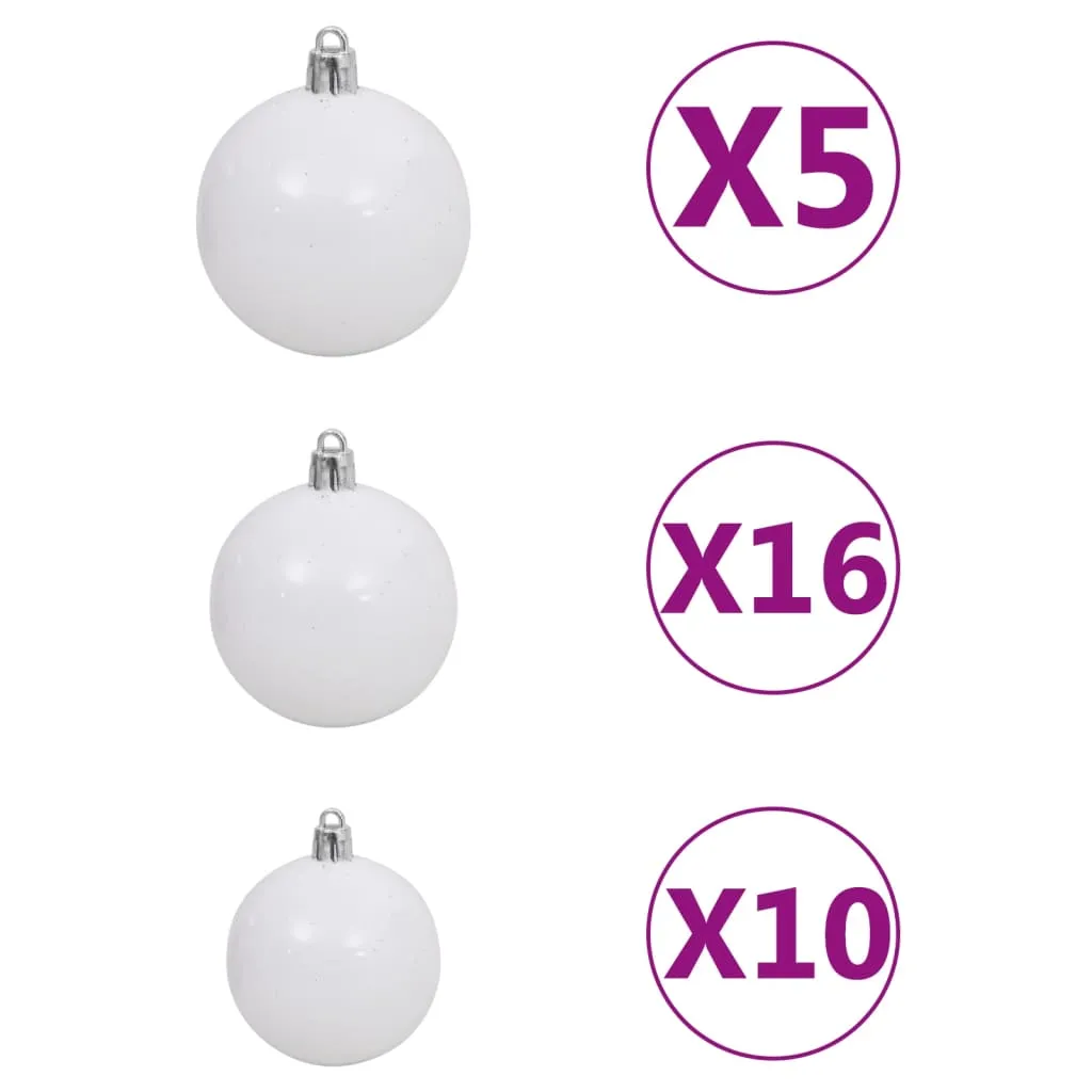 Artificial Christmas Tree with LEDs&Ball Set White 210 cm PVC