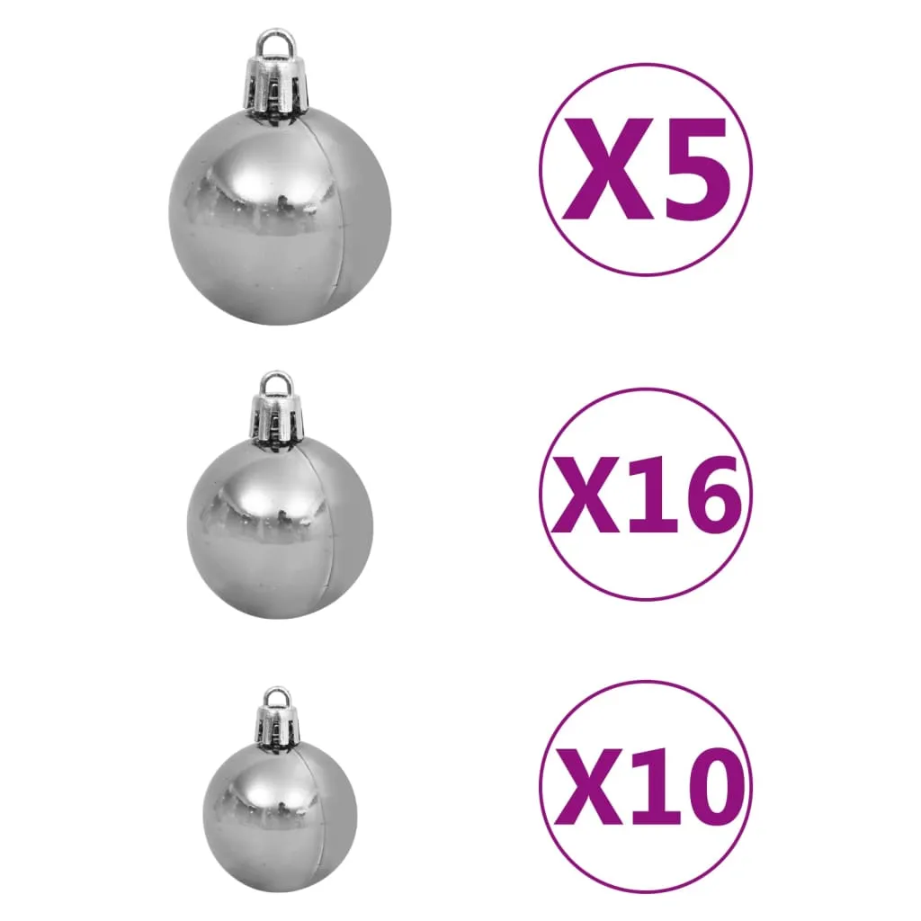 Artificial Christmas Tree with LEDs&Ball Set White 210 cm PVC