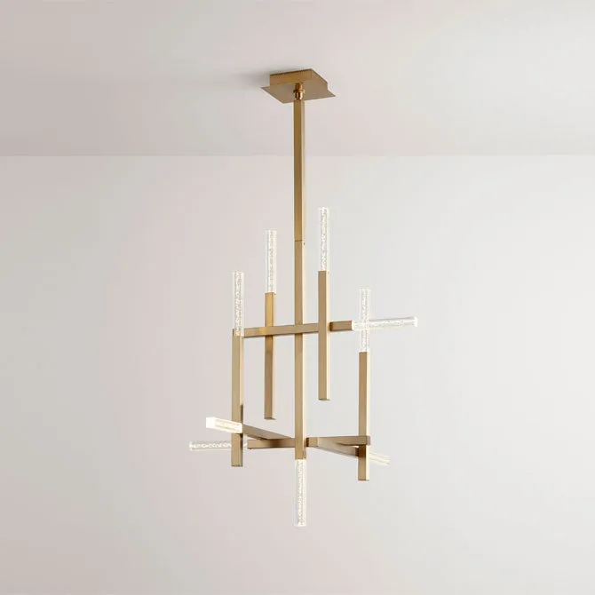 ATLANTIS 9 LIGHT CHANDELIER, AGED BRASS