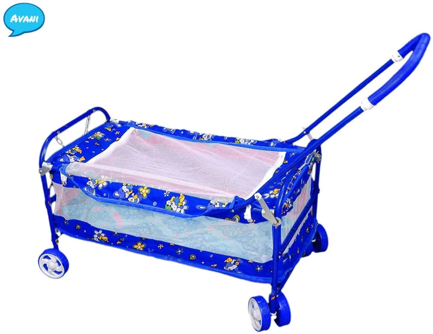 AVANI METROBUZZ Baby Jhula Swing for Sleeping/Baby Crib for ew Born Baby/Baby Crib and Cradle Two in One (Blue) (Blue)|Folding|Iron|Count