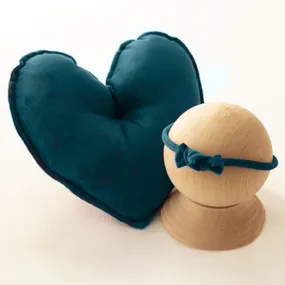 Babymoon | Set of 2 | Heart Shaped Pillow With Hairband | Baby Photoshoot Props | Posing Aids | Green