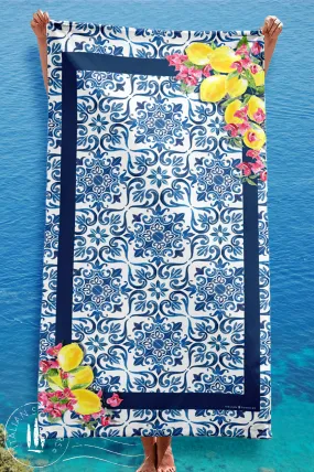 Beach towel BELLAGIO, Italy beach towel, Italian tiles, baroque tiles, Italy Beach, Lake Como  beach towel