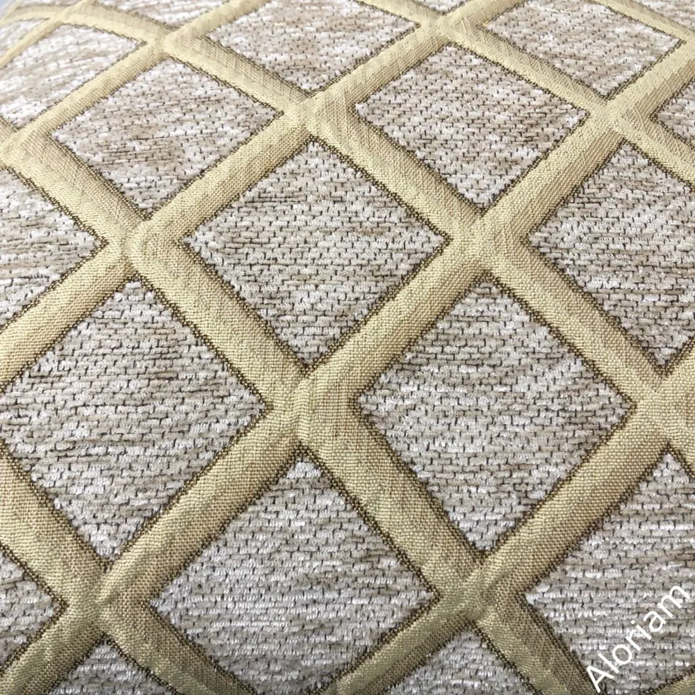 Belvedere Beige Gold Chenille Diamond Pillow Cover