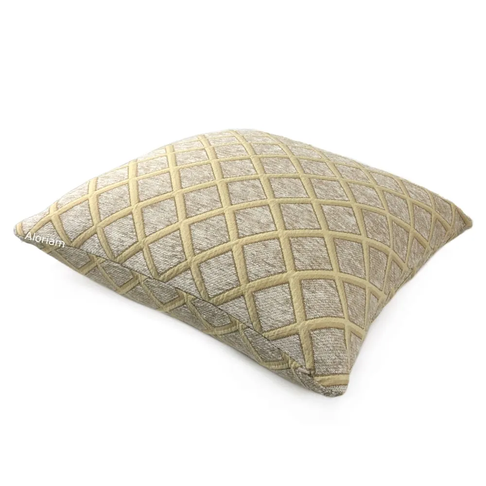 Belvedere Beige Gold Chenille Diamond Pillow Cover