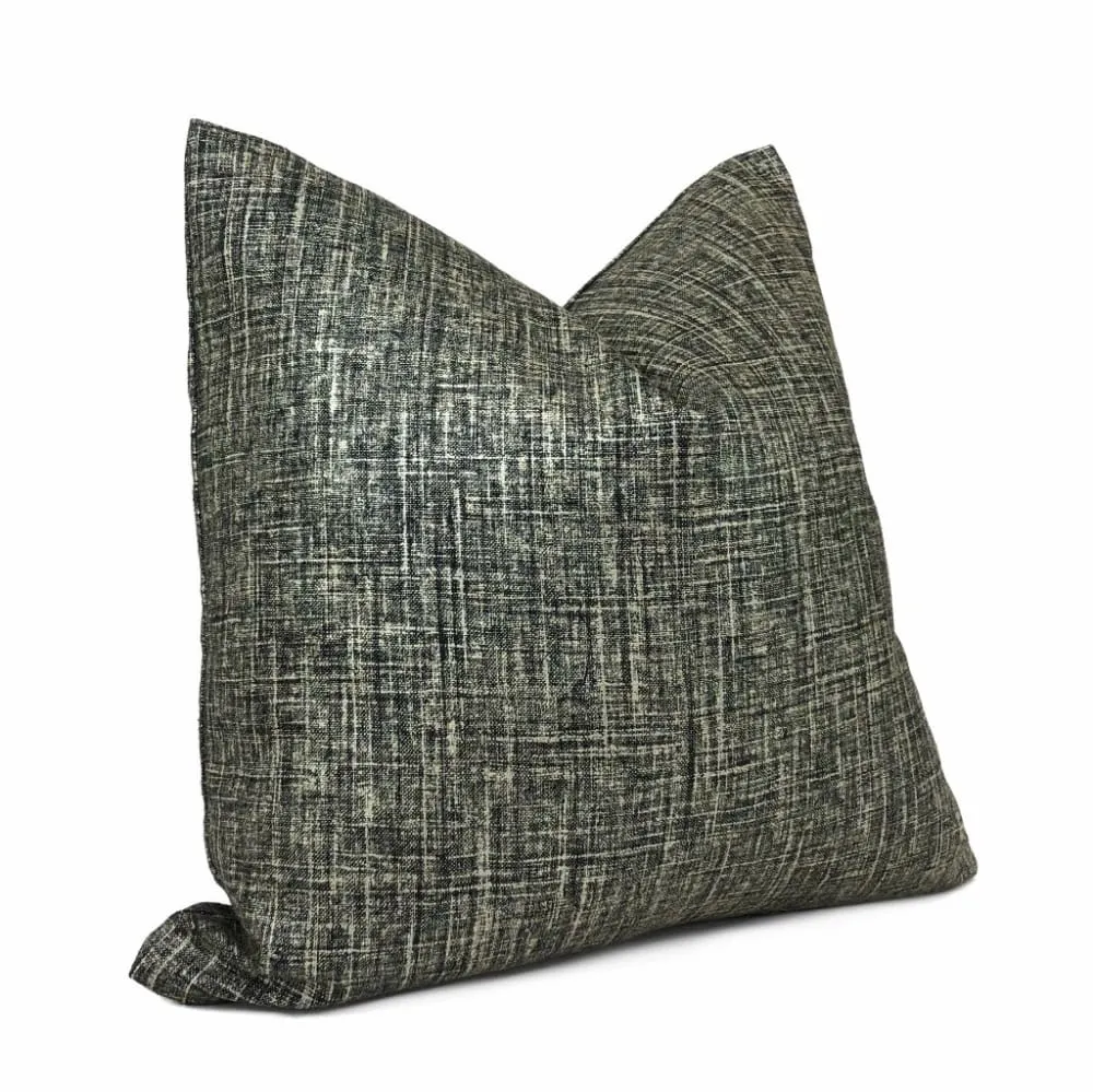 Black Metallic Glazed Linen Pillow Cover