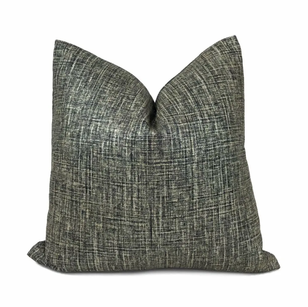 Black Metallic Glazed Linen Pillow Cover