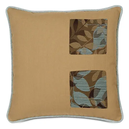 Blue and Brown Linen Throw Pillow Cover 18x18